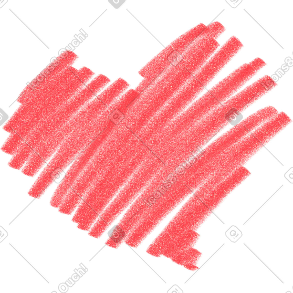 Ilustração de Red hatched heart em no estilo Doodle para baixar em PNG, SVG