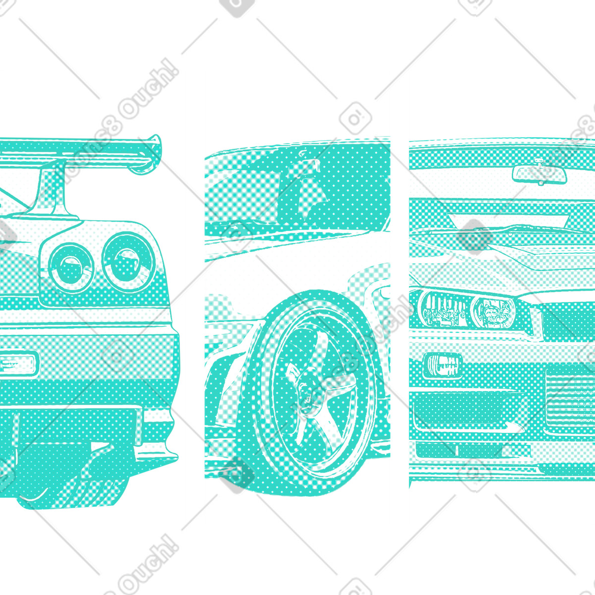 Nissan skyline r background illustration in Halftone style download in PNG, SVG