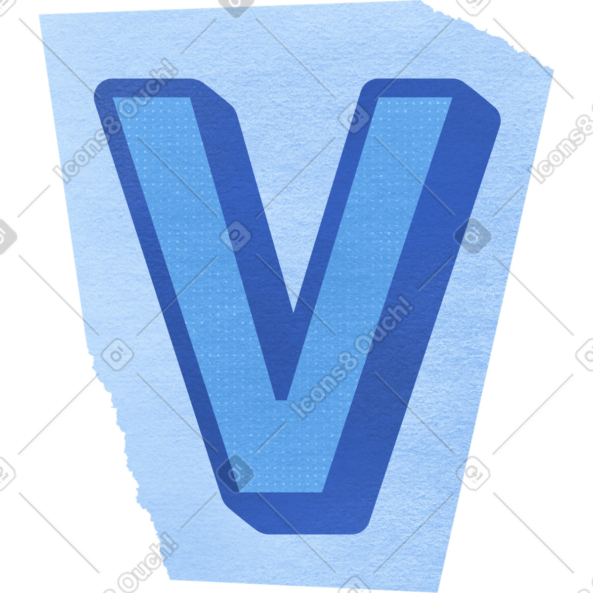 Ilustración Collage capital letter v en estilo Paper Cut a descargar en PNG y SVG