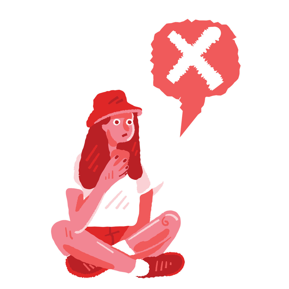 下载 Cherry 风格的 Confused user sitting with phone and error notification, No internet connection concept 插画，支持 PNG、SVG 格式