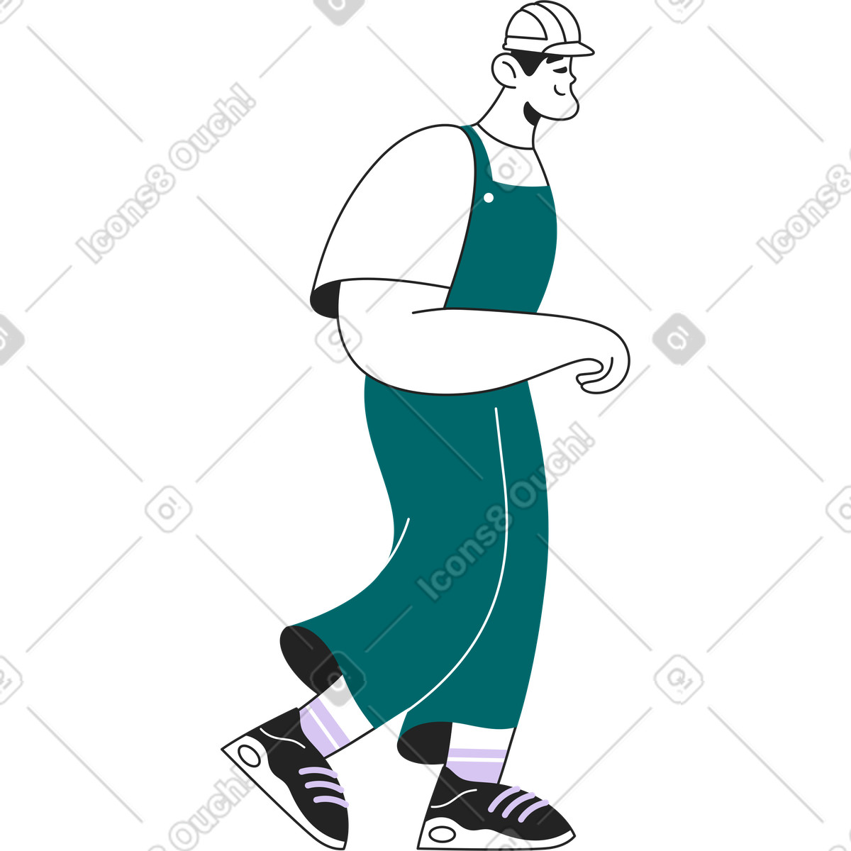 Caricatore uomo illustrazione in stile Sammy Line scarica in PNG, SVG