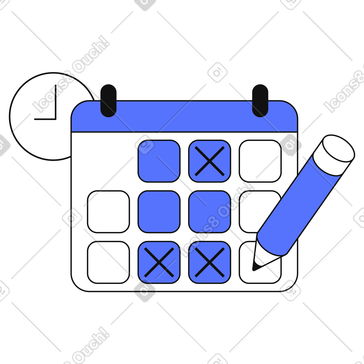 Ilustração de Calendar schedule planning with pencil marking important upcoming event dates em no estilo Main para baixar em PNG, SVG