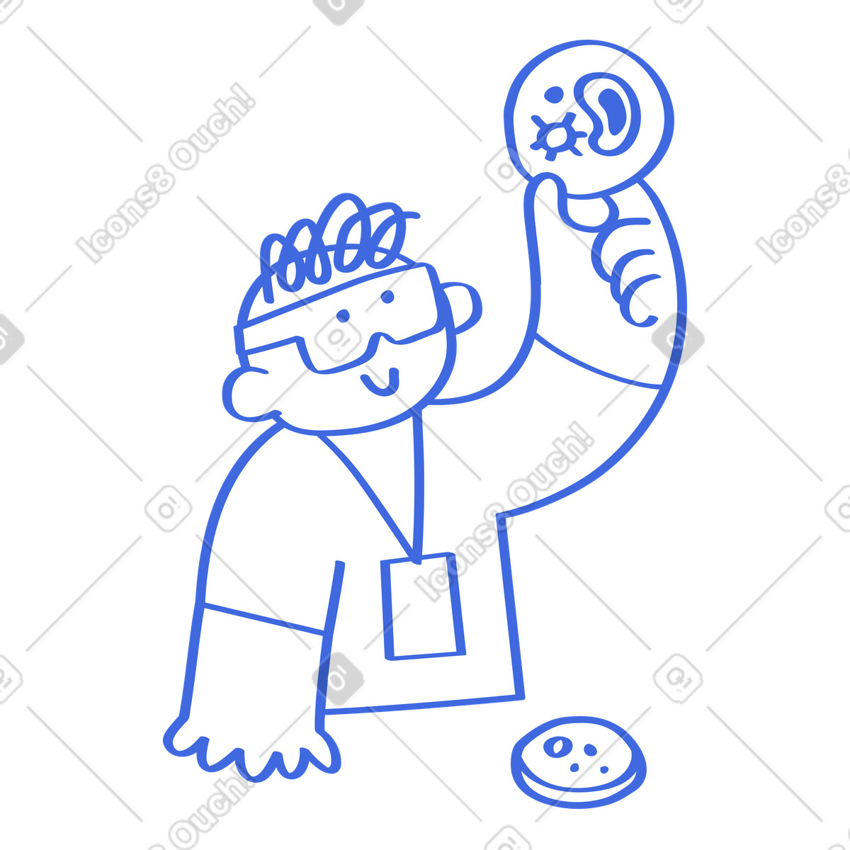 Ilustración Laboratory worker observing bacterial culture with petri dish en estilo Ballpoint Pen a descargar en PNG y SVG