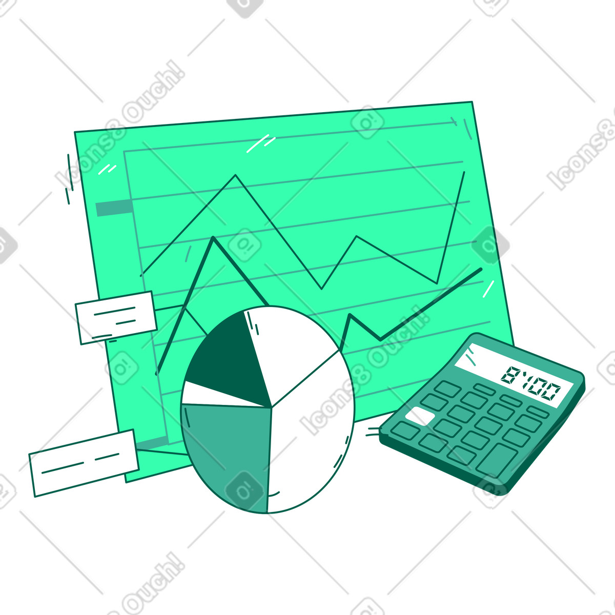 Storyline スタイルの 財務計画用のグラフと計算機 のイラストをPNG、SVG形式でダウンロード
