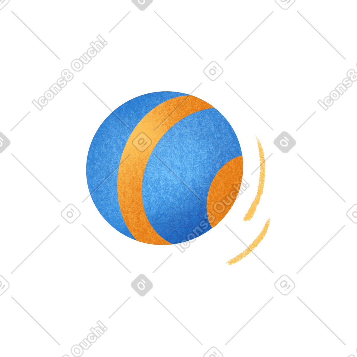 Gleam 스타일의 Blue ball with a yellow stripe 일러스트레이션 PNG, SVG 다운로드