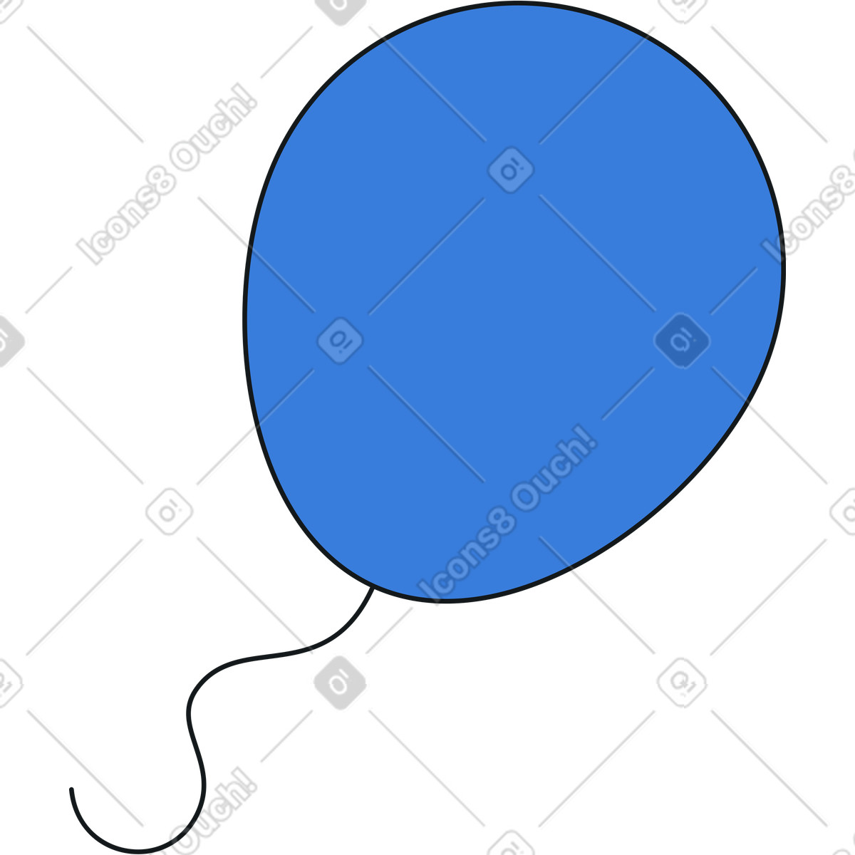 Blue balloon illustration in Midnight style download in PNG, SVG