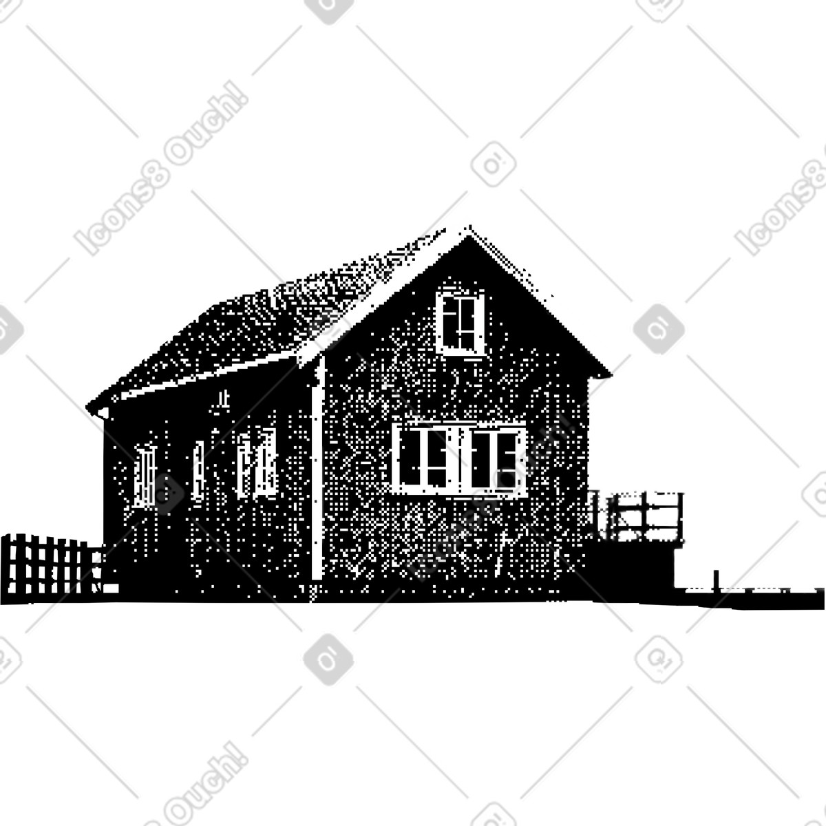 Wooden house illustration in Bitmap style download in PNG, SVG