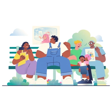 An artist observing people's emotional responses to their illustration in a park