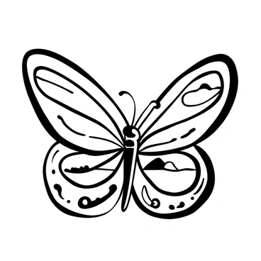 A locket shaped like a butterfly, with detailed wing patterns and textures, is shown in the process of opening. Inside the locket, there is a miniature painting depicting a serene landscape scene. The edges of the locket are adorned with intricate designs, and the background includes delicate lines suggesting motion as the wings unfold.