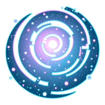A large, whirlpool-like spiral galaxy with a central bright core radiating light. The galaxy features multiple swirling arms that are rich with vibrant colors of stardust, including shades of blue, purple, and pink. These arms are densely packed with stars, giving a sparkling effect, while some areas are darker, indicating regions of thin gas and dust. The overall structure displays a dynamic and rotating motion, with stars and cosmic debris spiraling outward into the vastness of space.