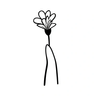 A detailed, delicate flower blooming from the tip of an index finger, with intricate petals unfurling. The finger is slender and elegant, positioned upright to showcase the flower's beauty. The background is a subtle texture that emphasizes the contrast between the finger and the flower, highlighting the intricate details of the petals and the finger's skin. The overall composition draws attention to the delicate interaction between human touch and nature's elegance.