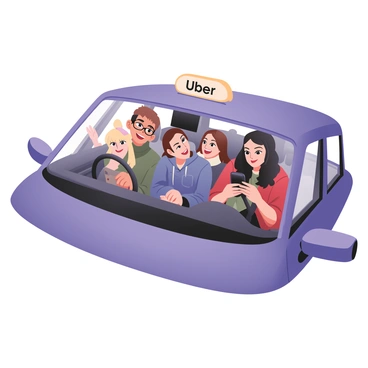 A group of friends excitedly planning their urban adventure while seated in an Uber