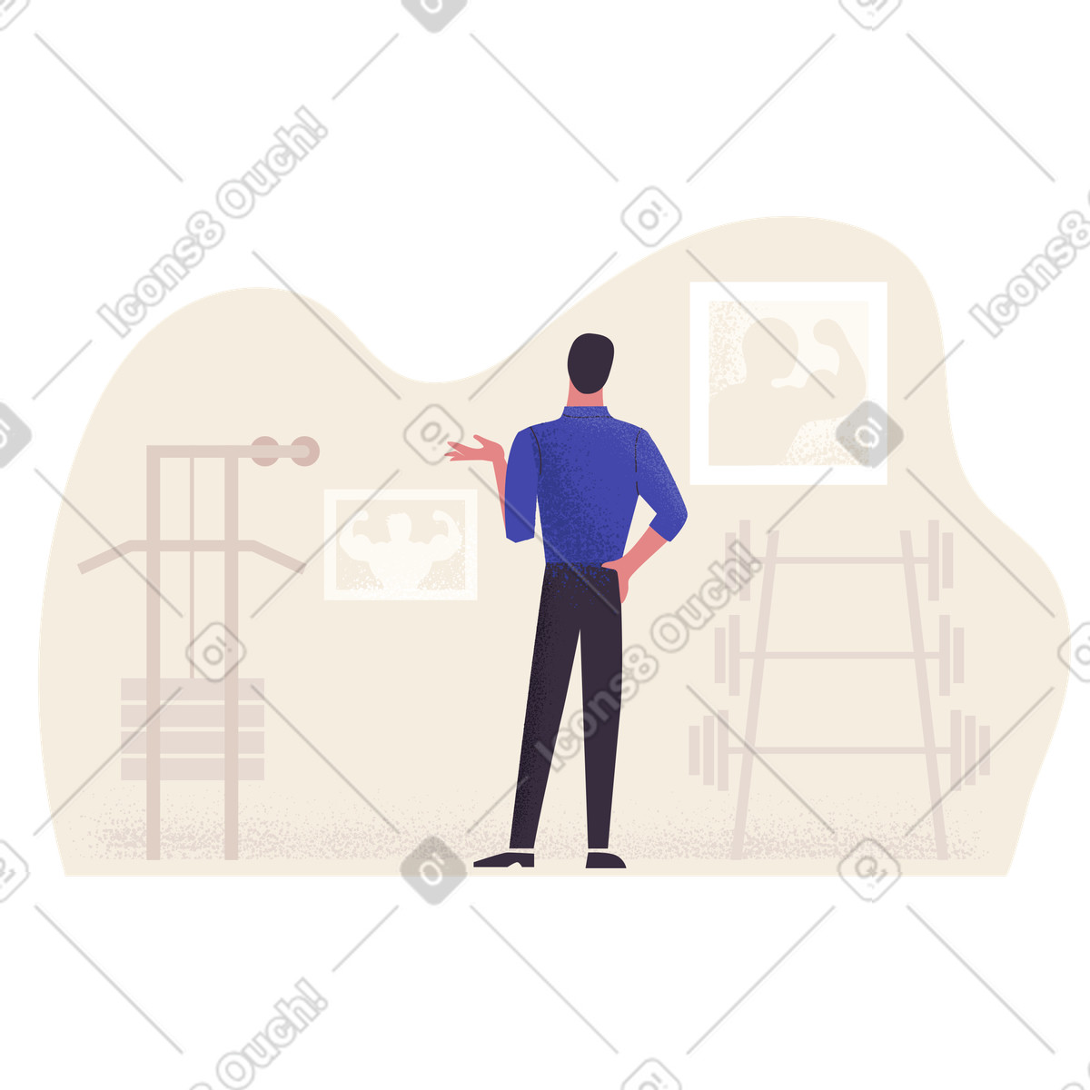 In the gym illustration Pale style download PNG, SVG