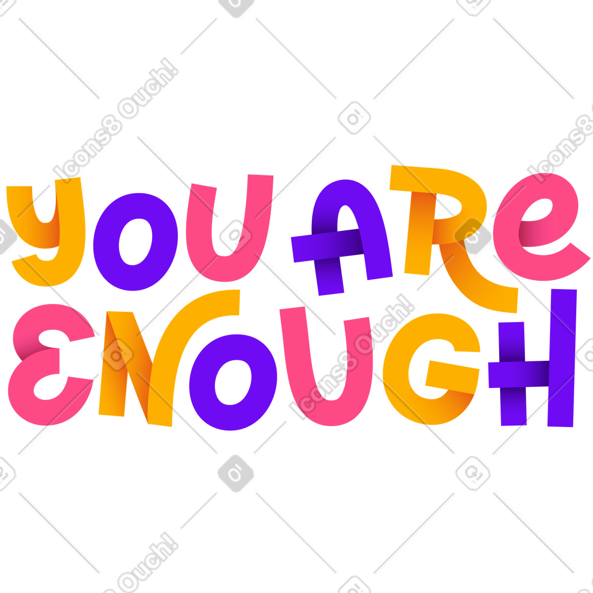 Scritte che sei abbastanza con il testo ombra illustrazione in stile Lettering scarica in PNG, SVG