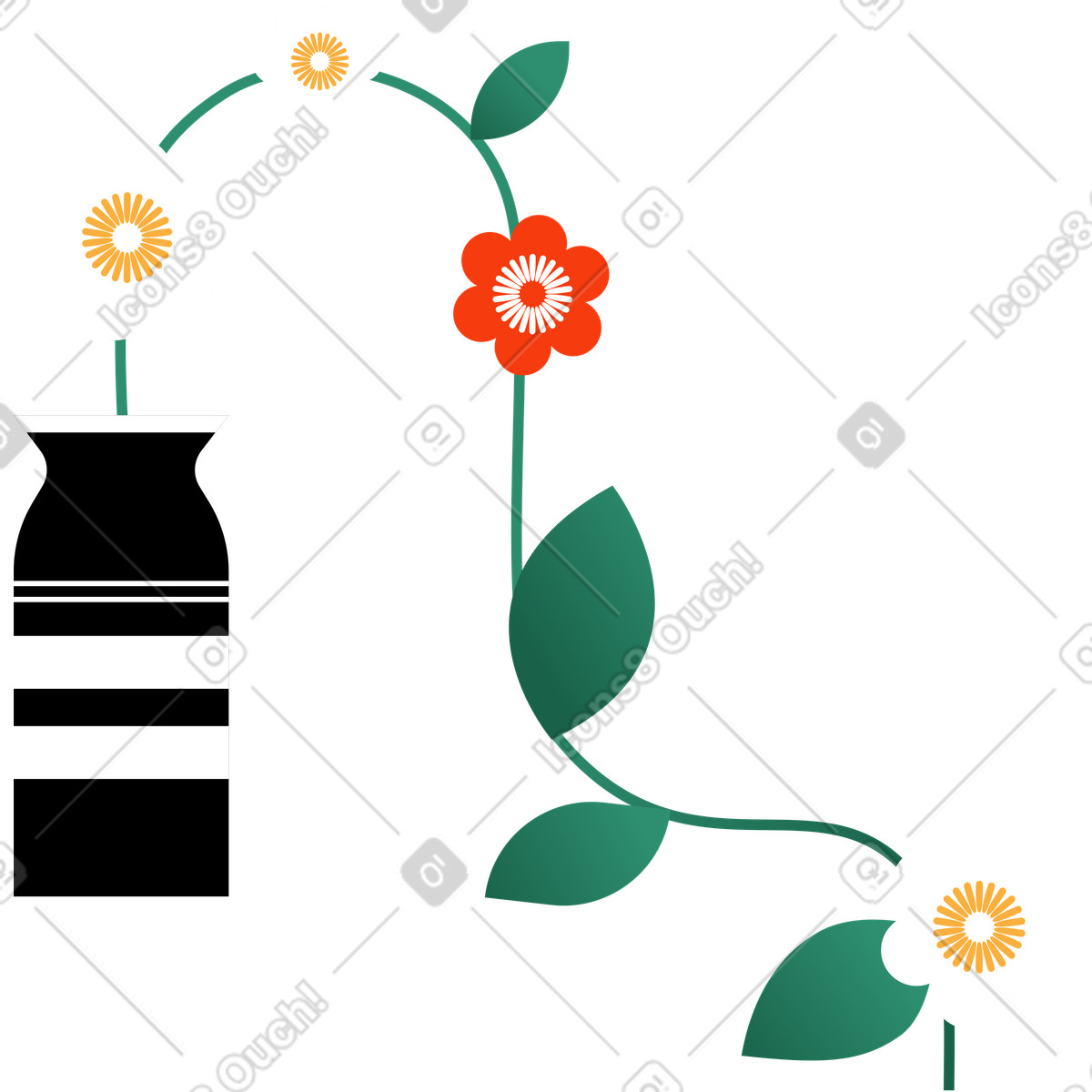 Illustration Vase avec des fleurs dans le style Wavy à télécharger aux formats PNG, SVG
