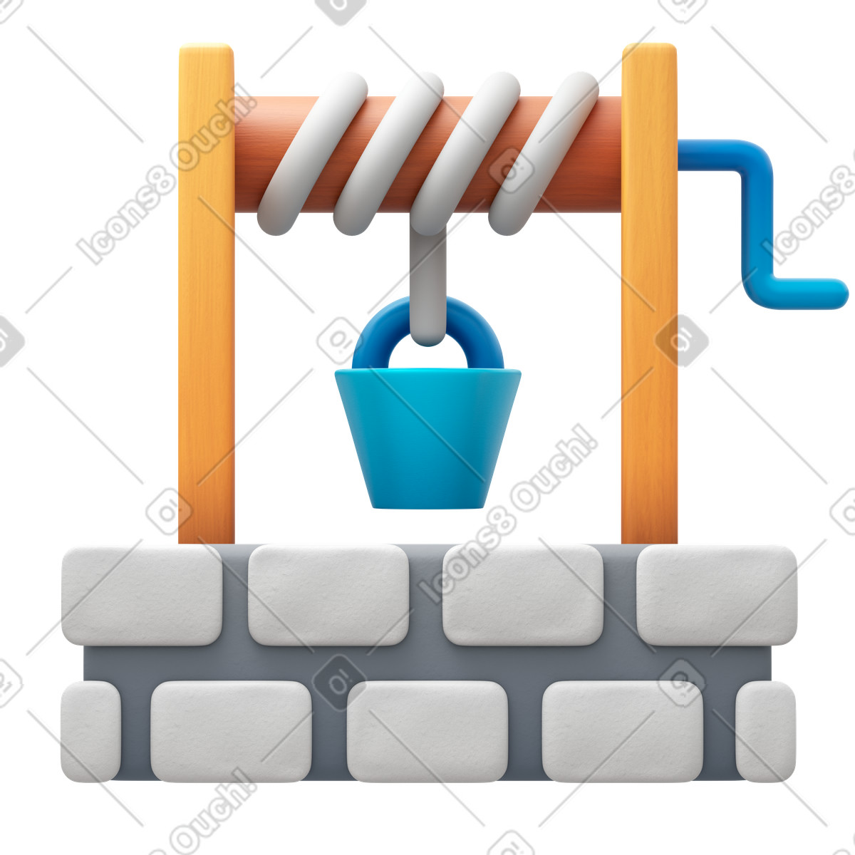 Well illustration in 3D Fluency style download in PNG, SVG