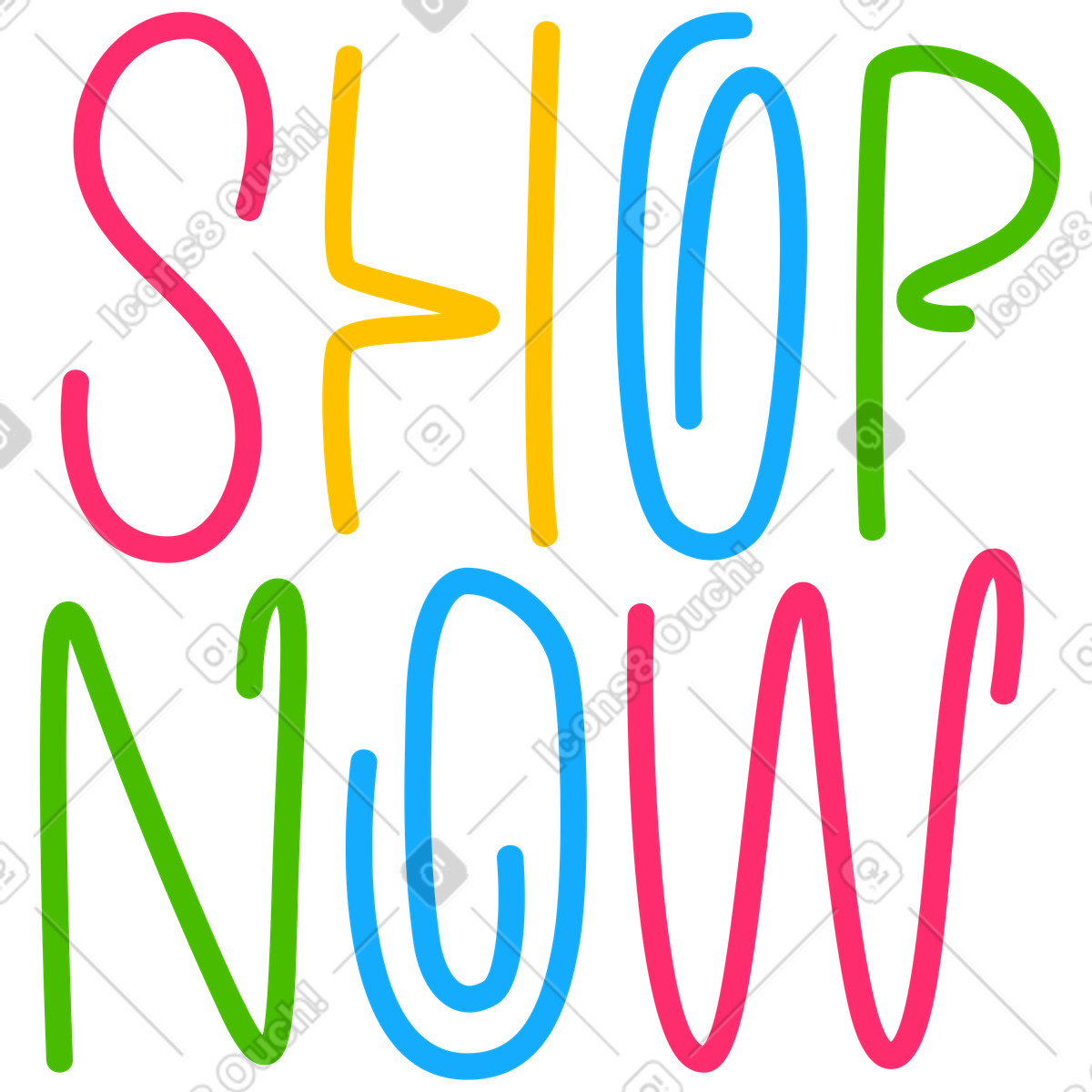 Negozio di lettere ora testo linea multicolore illustrazione in stile Lettering scarica in PNG, SVG