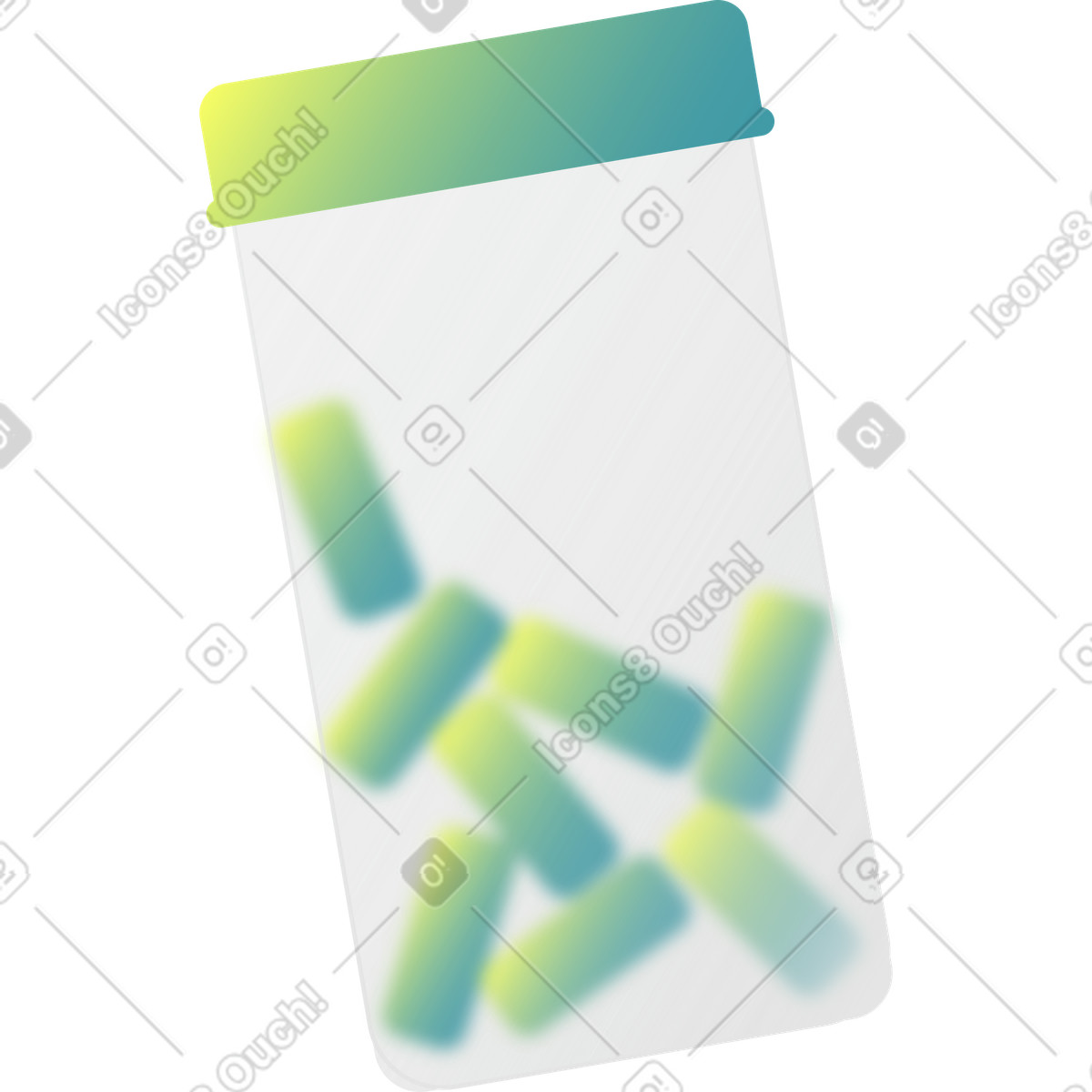 Ilustración Frasco de vidrio con pastillas en estilo Morphis a descargar en PNG y SVG