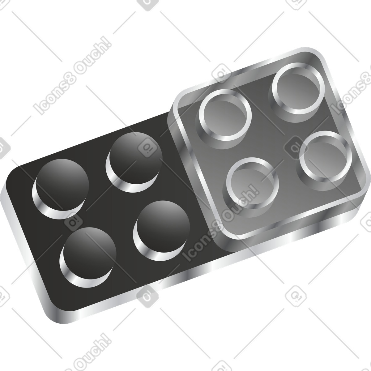 Connected construction toy bricks illustration in Token style download in PNG, SVG