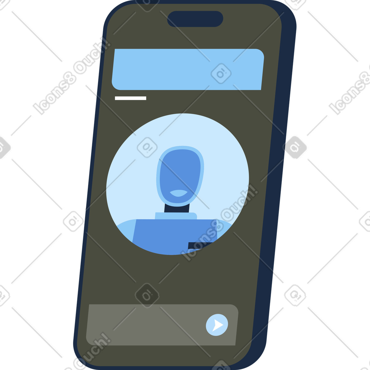 Ai chatbot on mobile screen illustration in Vector style download in PNG, SVG
