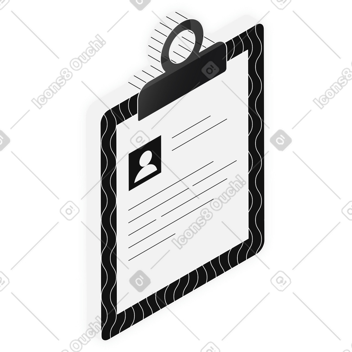 User profile document on clipboard illustrazione in stile Inverse scarica in PNG, SVG