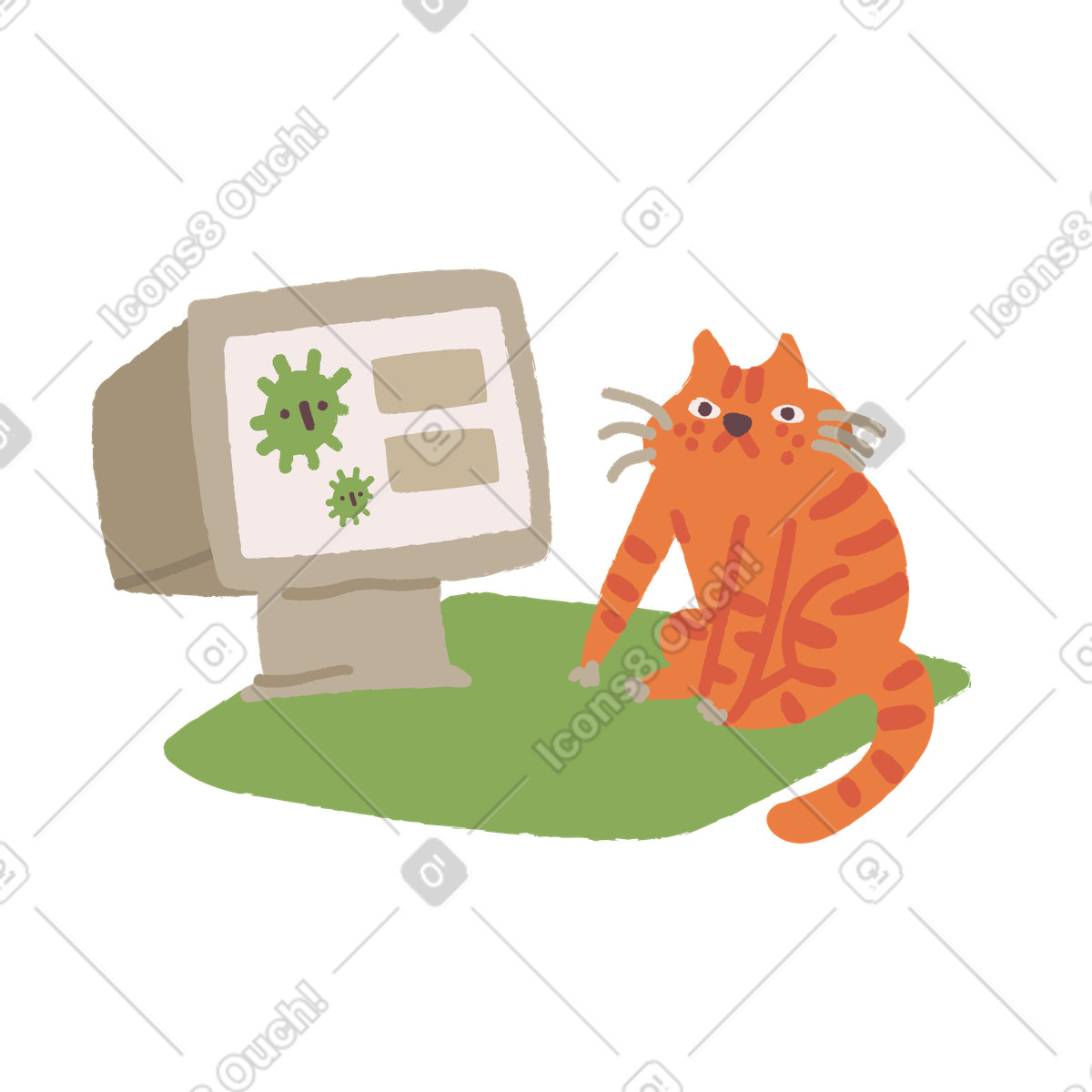 Ginger Cat スタイルの コロナウイルス のイラストをPNG、SVG形式でダウンロード