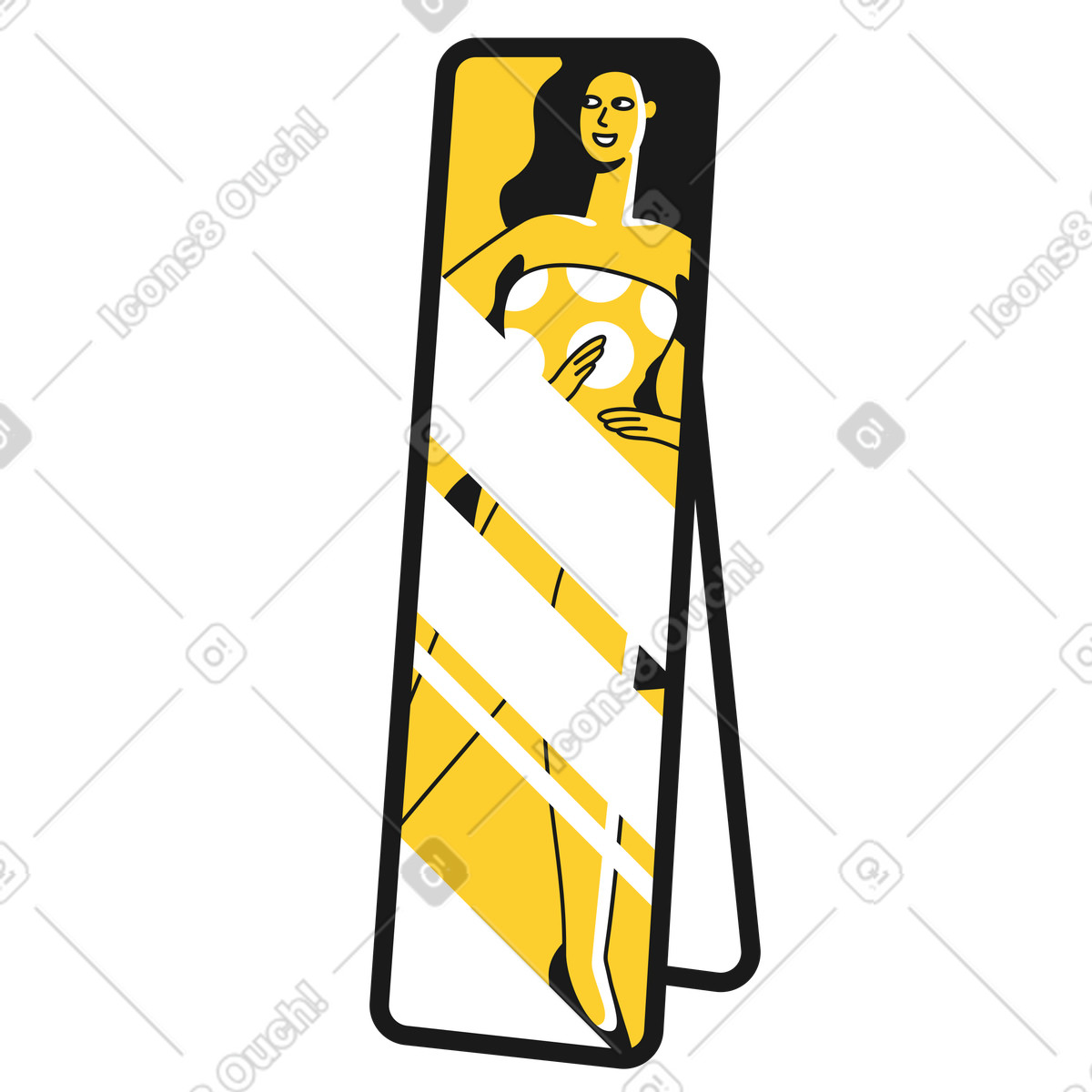 Reflection of a woman in square mirror illustrazione stile Taxi scarica PNG, SVG