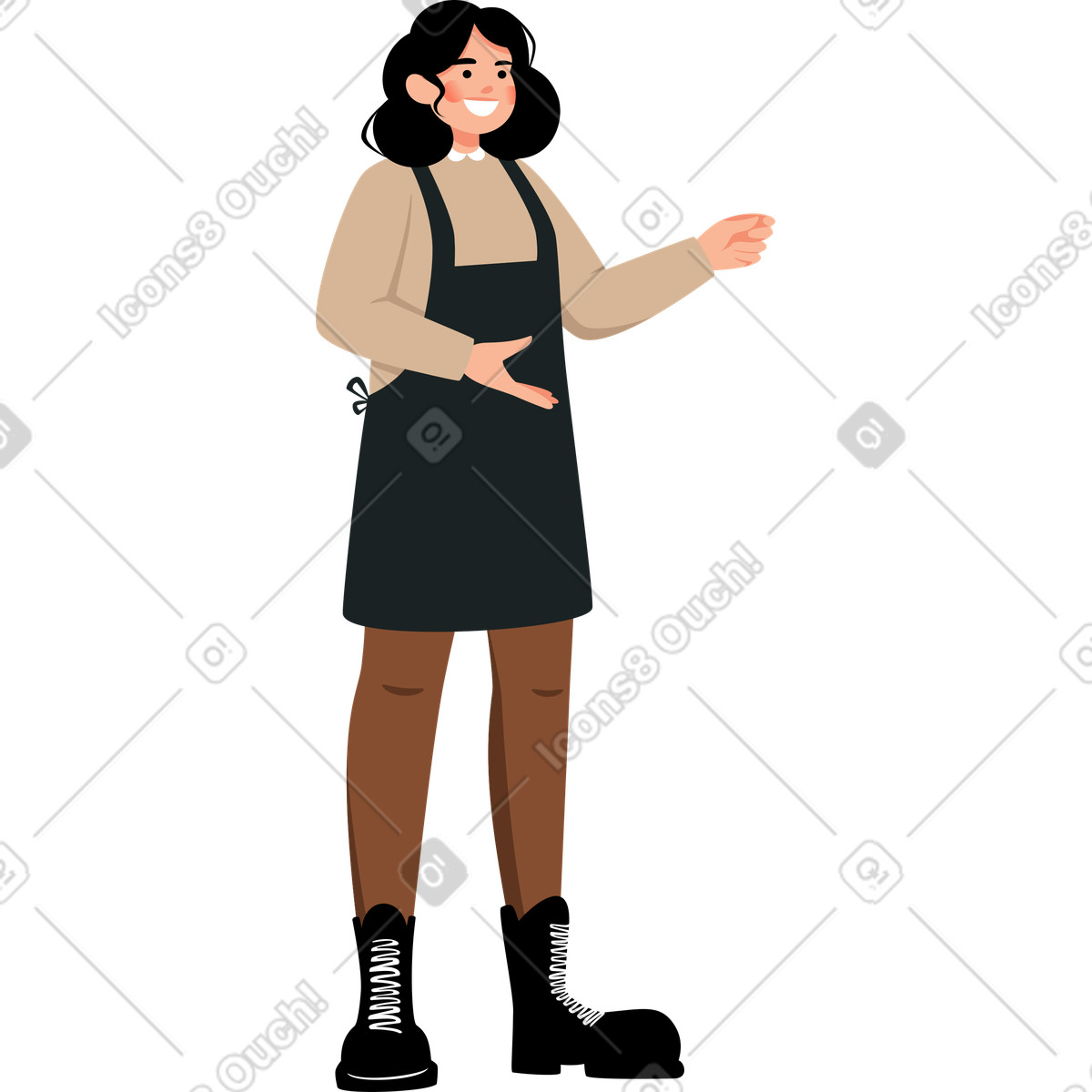 下载 Lagom 风格的 围裙的女人 插画，支持 PNG、SVG 格式