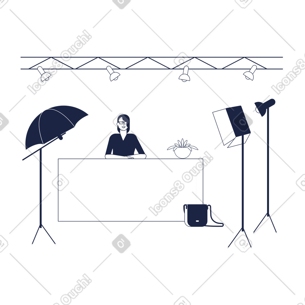 下载 Urban Line 风格的 广播中的女新闻工作者 插画，支持 PNG、SVG 格式