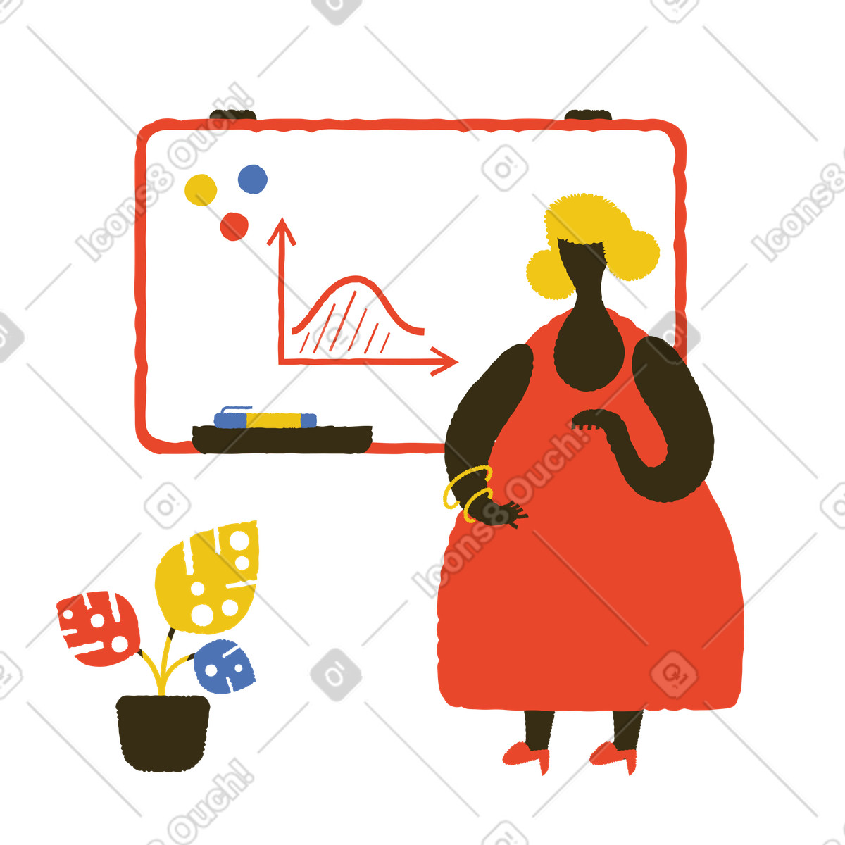 Ilustração de Teacher near whiteboard with graph, Mathematics or statistics lesson em no estilo Bermuda para baixar em PNG, SVG
