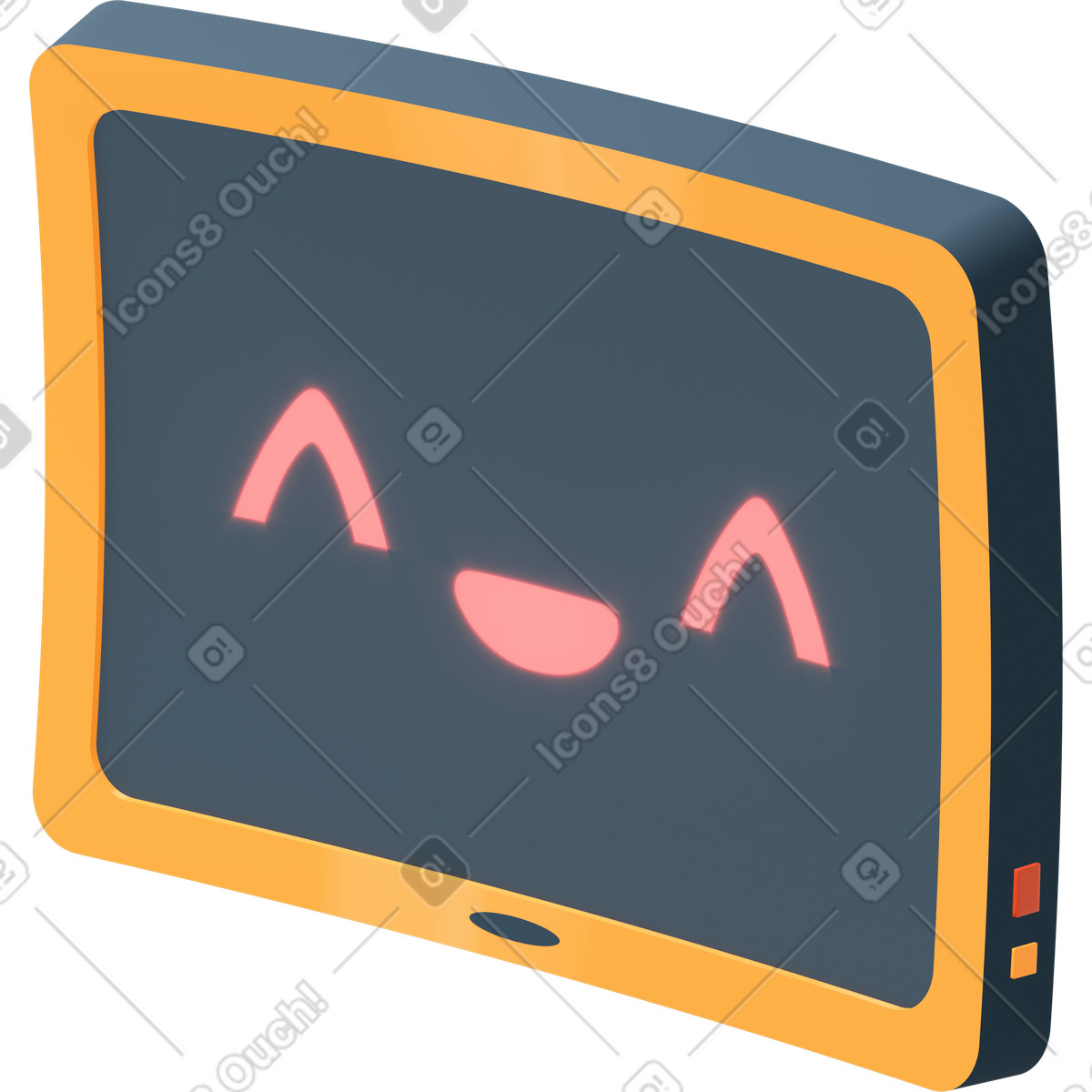 Schermo del computer con un sorriso illustrazione in stile 3D Flame scarica in PNG, SVG