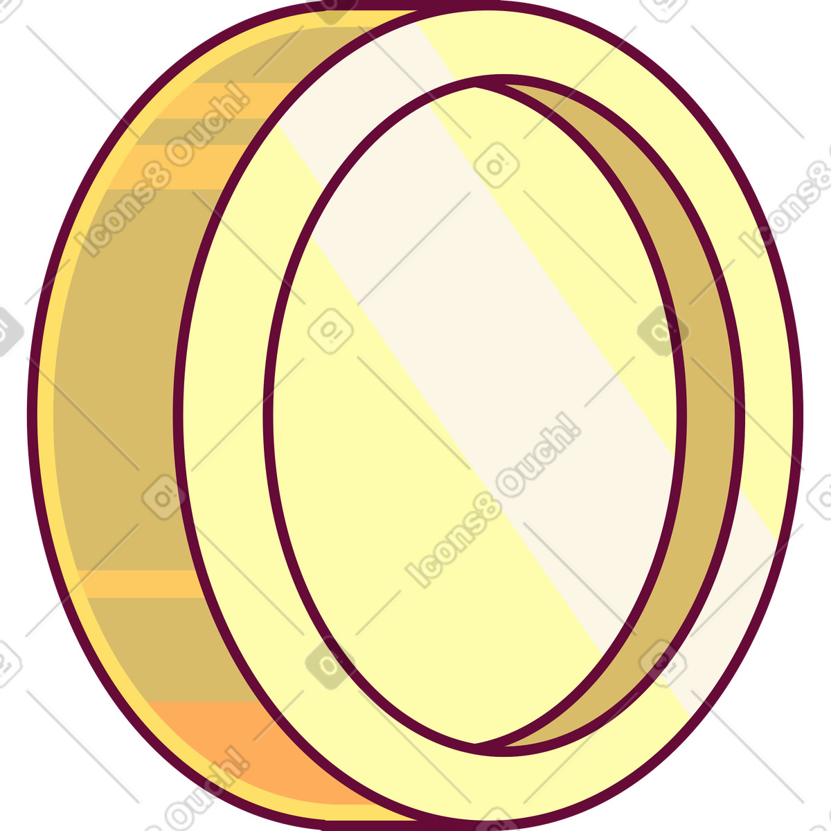 Handy 스타일의 Yellow round coin 일러스트레이션 PNG, SVG 다운로드