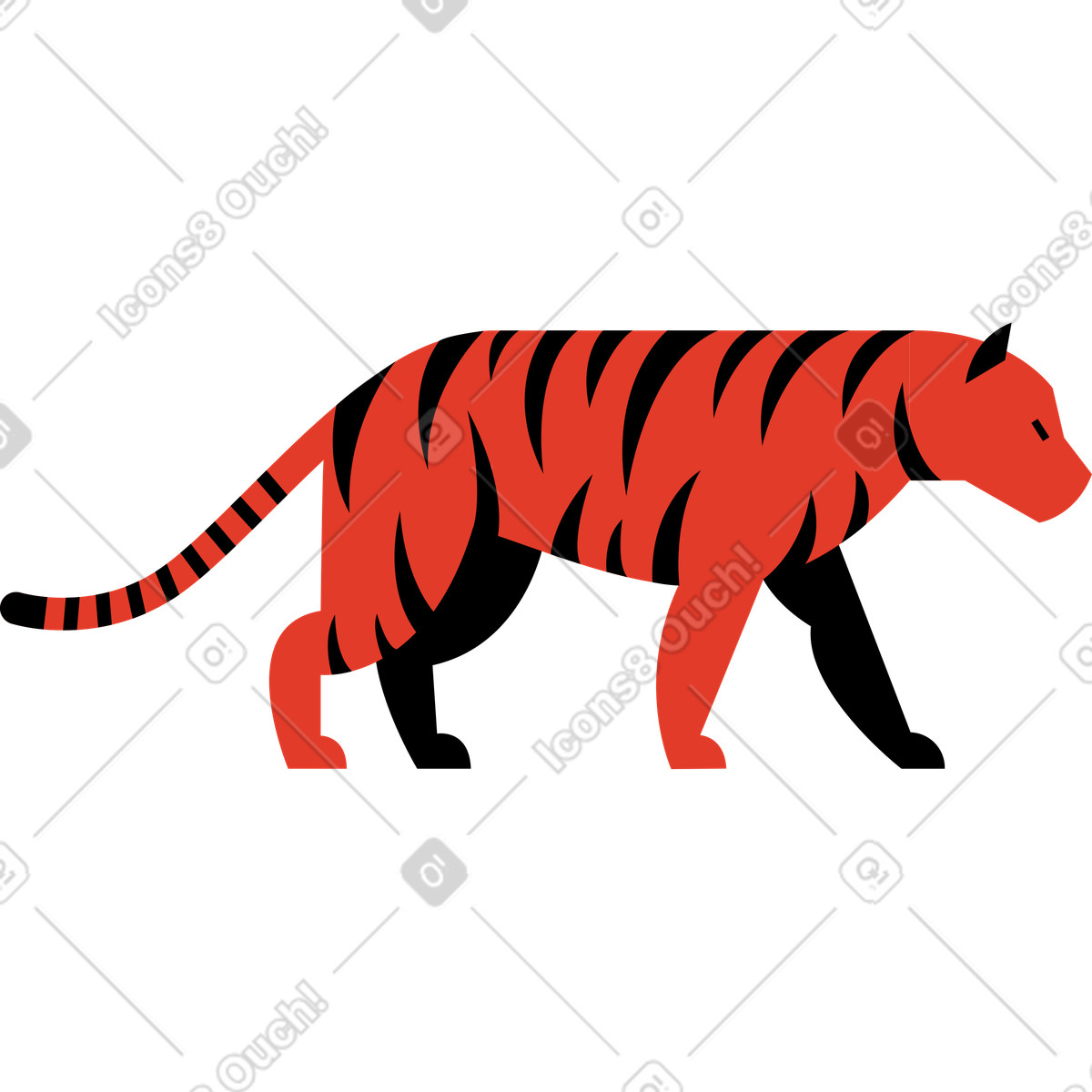 Tigre illustrazione in stile Burgundy scarica in PNG, SVG