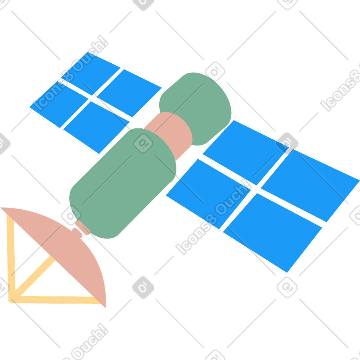 Ilustración Gran satélite en estilo Kiddo a descargar en PNG y SVG