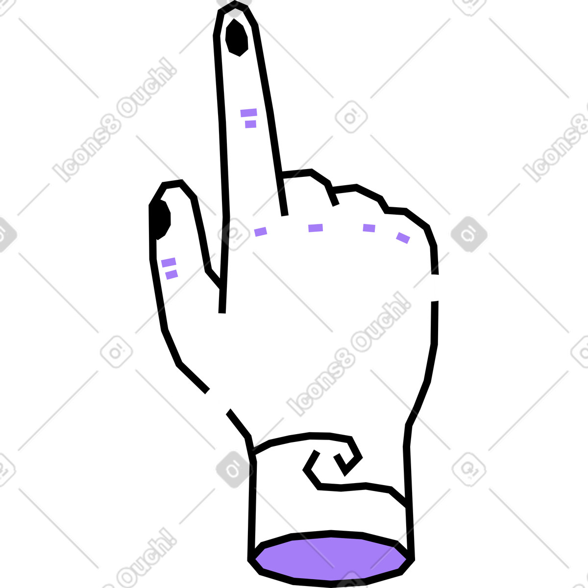 Amethyst スタイルの 指を1本立てた手 のイラストをPNG、SVG形式でダウンロード