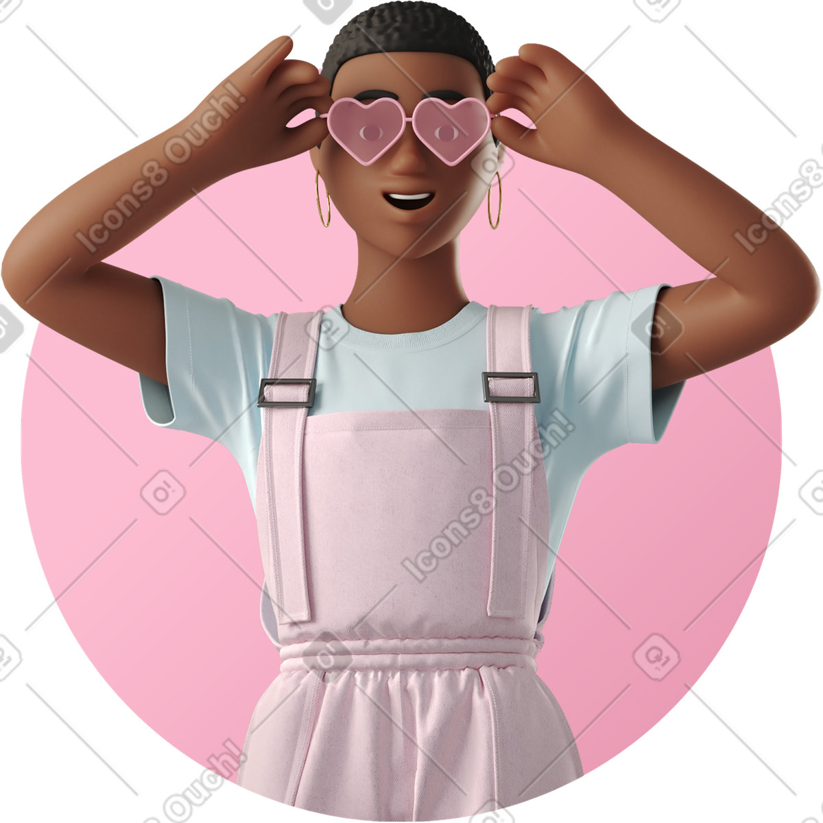 Avatar einer jungen frau mit rosa brille-Illustration im 3D Business-Stil als Download in PNG, SVG