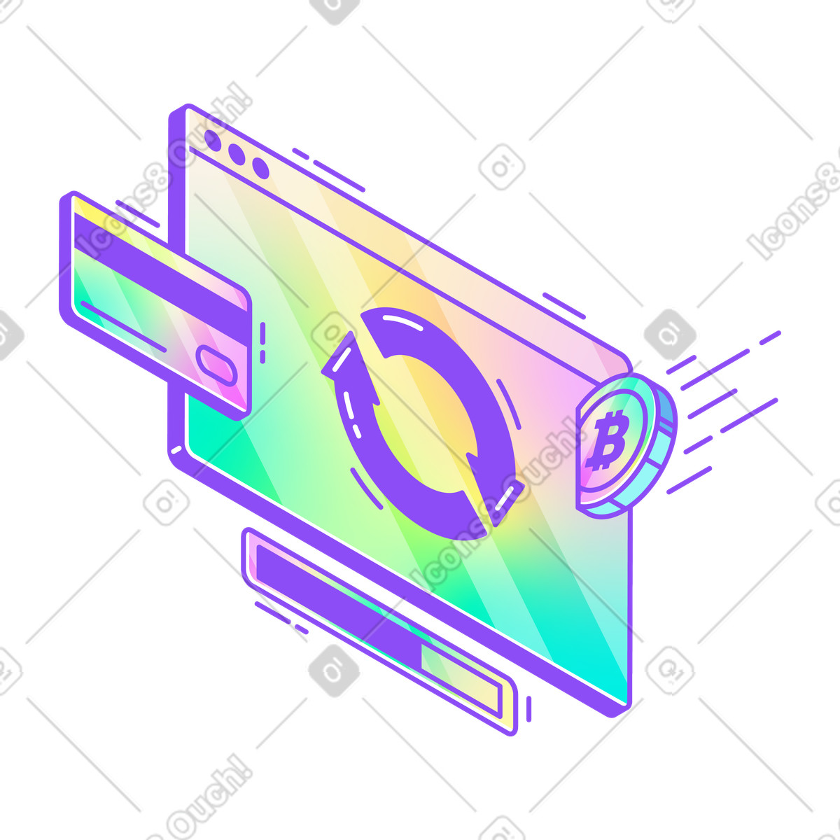 Online payment or transaction with bitcoin illustration in PNG, SVG