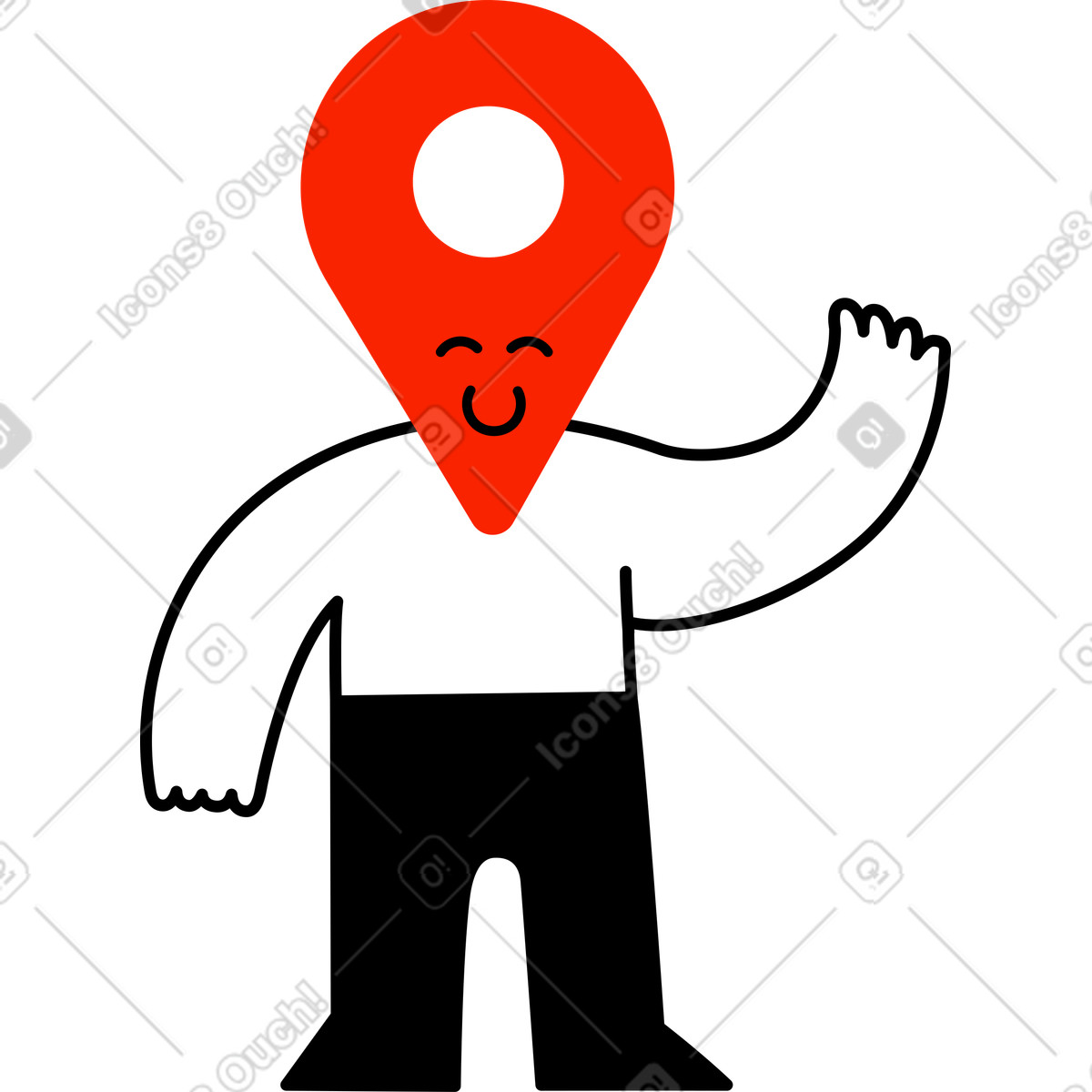 Character with a geo-tag head illustration in Giggle style download in PNG, SVG