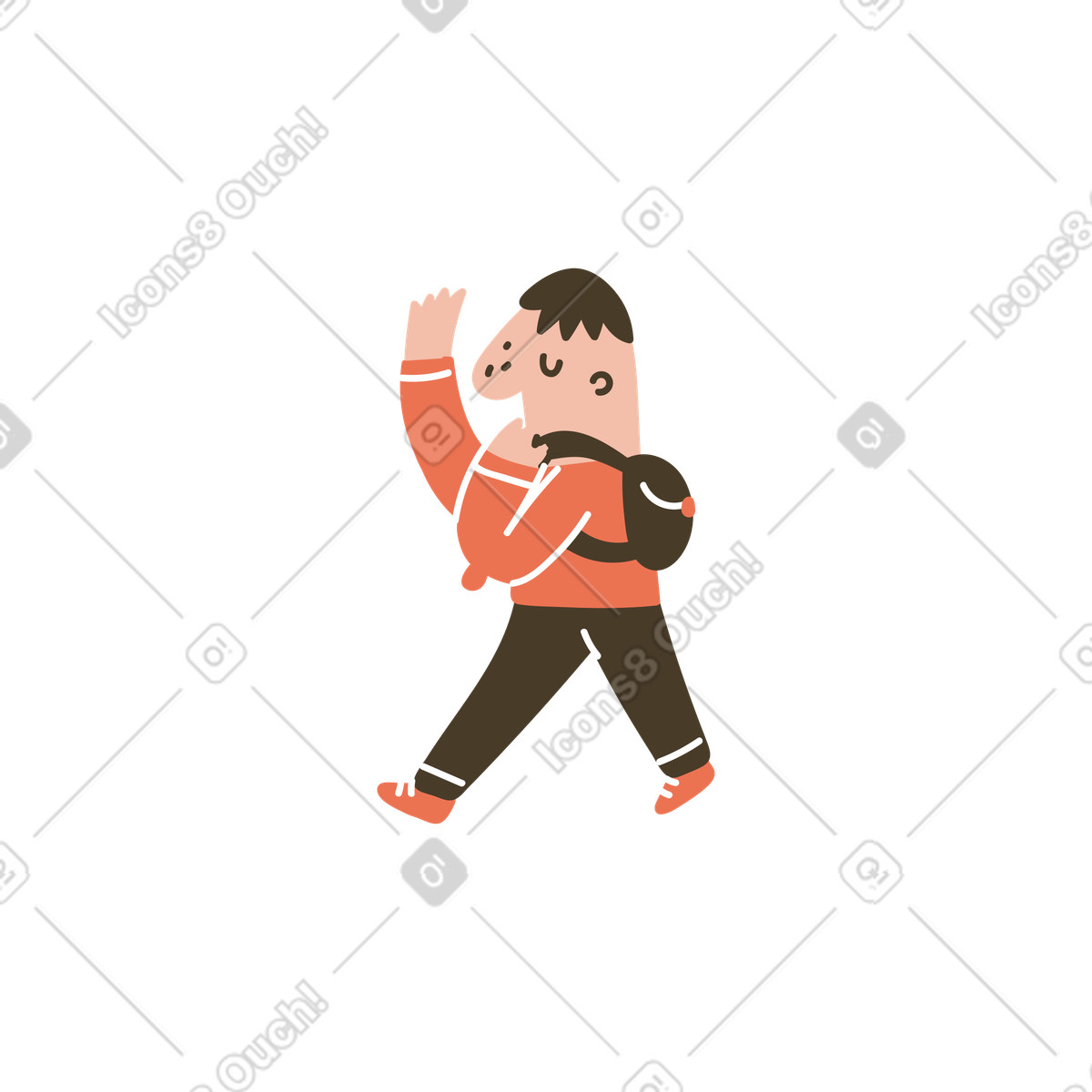 User walking away with hand raised, Logging out or goodbye action-Illustration im Karlsson-Stil als Download in PNG, SVG