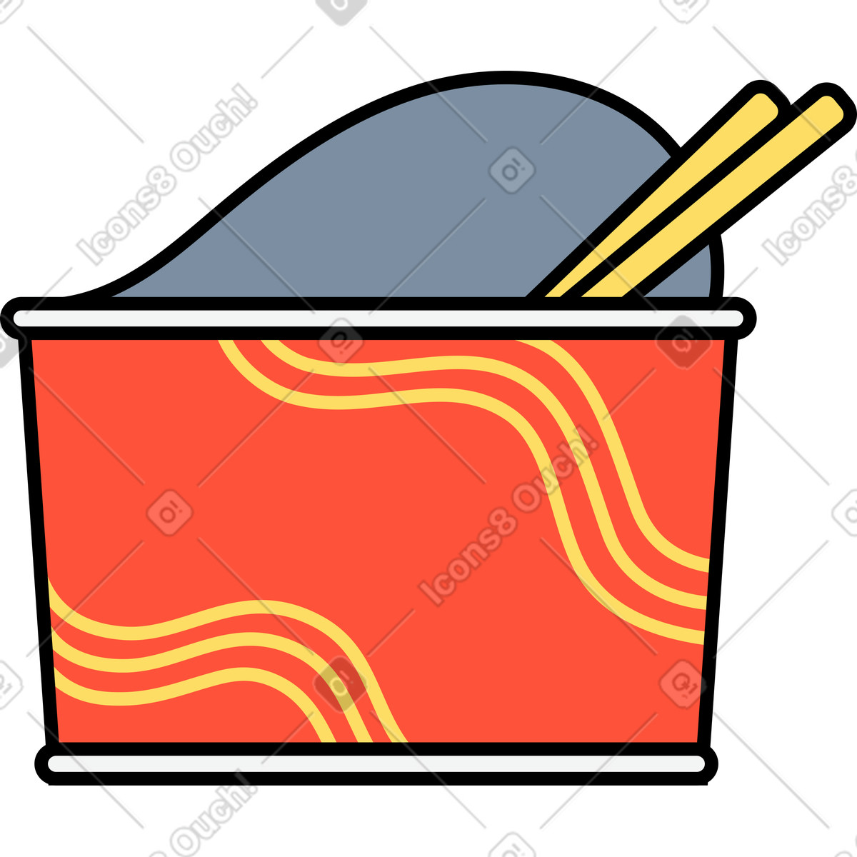 Noodles istantanei illustrazione in stile Kindy scarica in PNG, SVG