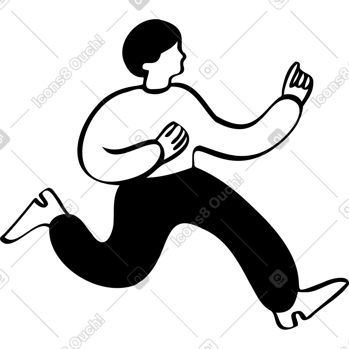 Mann rennt-Illustration im Journal-Stil als Download in PNG, SVG