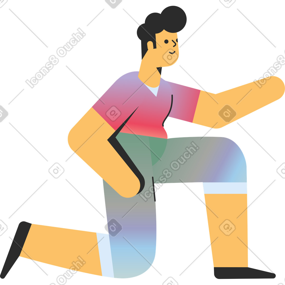 Ilustración Knelt down man en estilo Marginalia a descargar en PNG y SVG