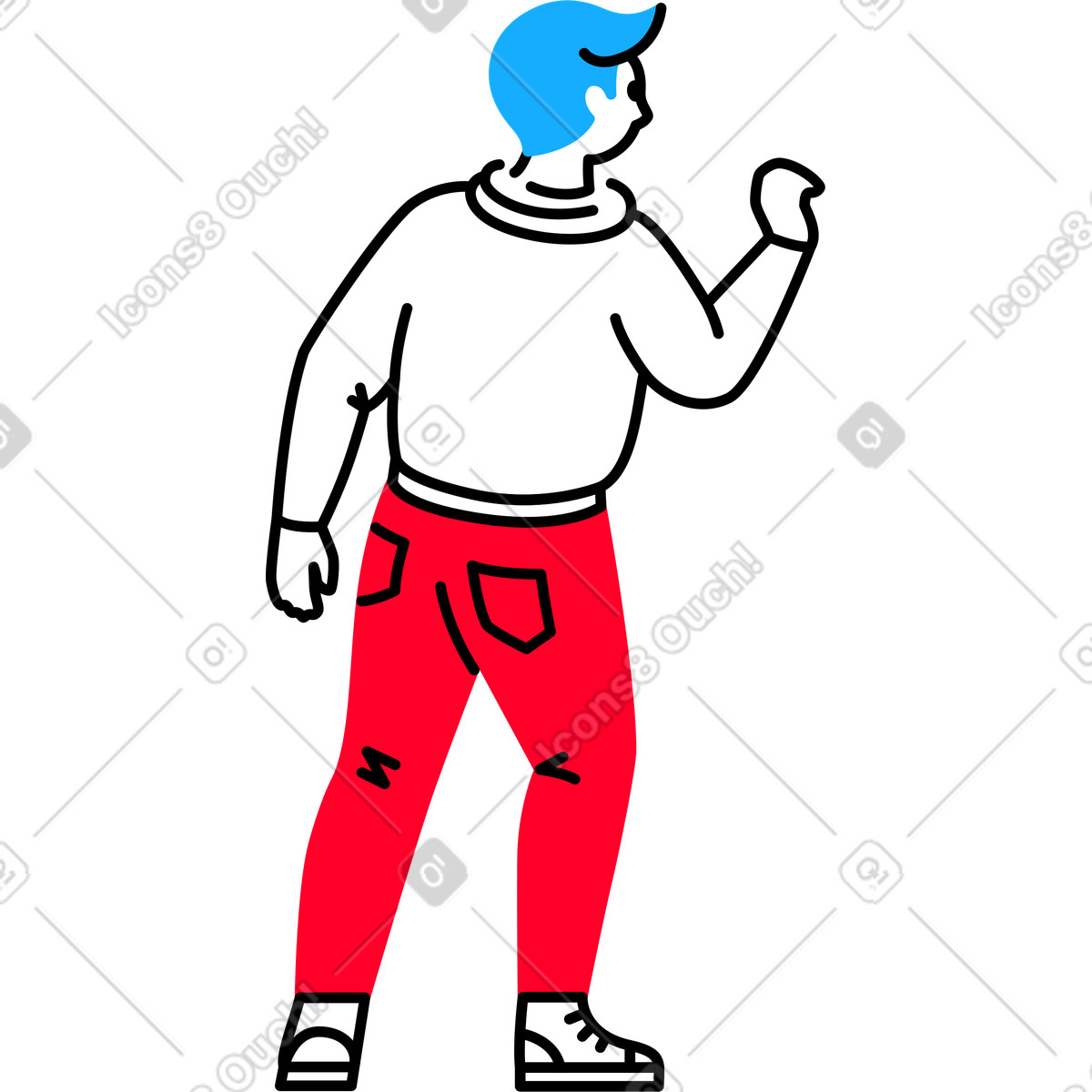 Man stands with his back turned and holds something in hand illustration Transistor style download PNG, SVG