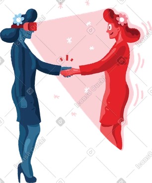 Woman meeting a person in virtual reality PNG, SVG
