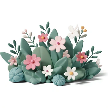 A vibrant garden filled with an assortment of plants and flowers. The garden features greenery with various shades, including deep greens and light, fresh tones. Among the foliage, there are unique flowers shaped like breasts, each exhibiting vivid colors such as red, pink, and white. The garden is bursting with life, showcasing diverse textures from smooth petals to soft leaves. Sunlight filters through the branches, casting playful shadows on the ground, creating a warm and inviting atmosphere.