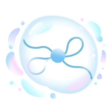 A neuron encased in a delicate soap bubble floating through the air
