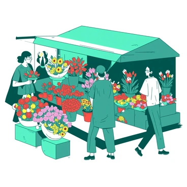A vibrant flower market in Bordeaux with stalls full of colorful blooms