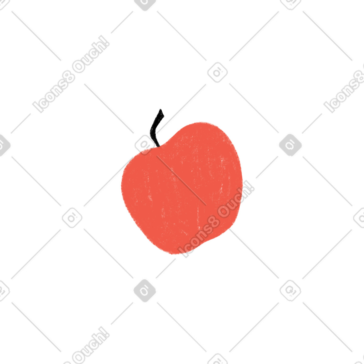 Red apple illustration in Tutti style download in PNG, SVG