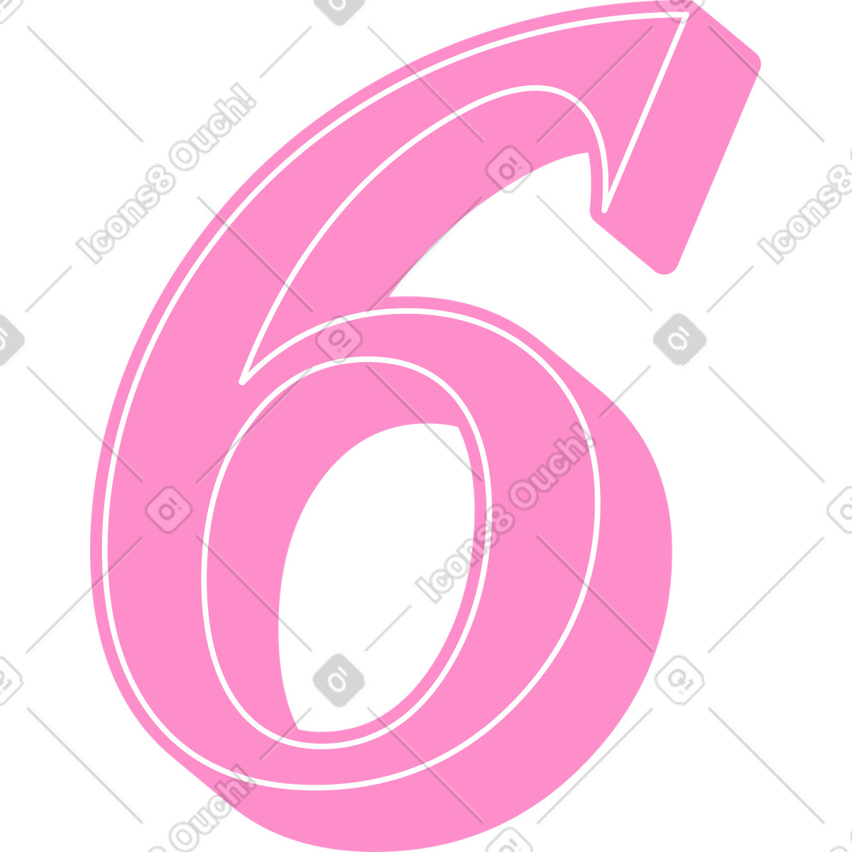 Pink number six illustration in Jumble style download in PNG, SVG