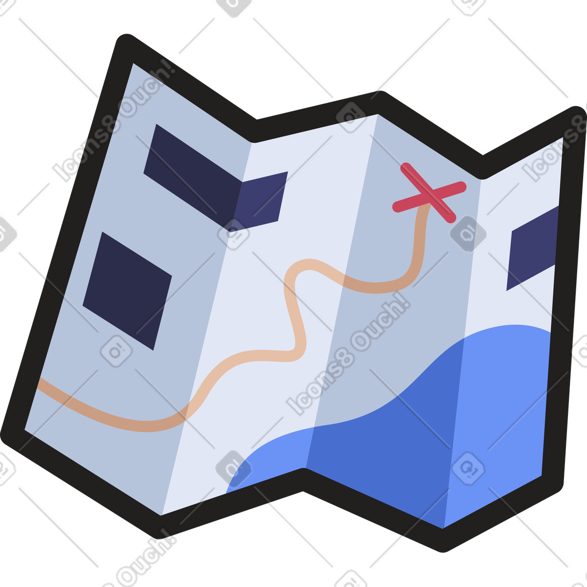 Ilustração de Mapa papel em no estilo Clipart para baixar em PNG, SVG